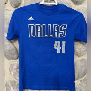 Adidas Dallas Mavericks Dirk Nowitzki #41 Tee Blue Juniors Size L NWOT